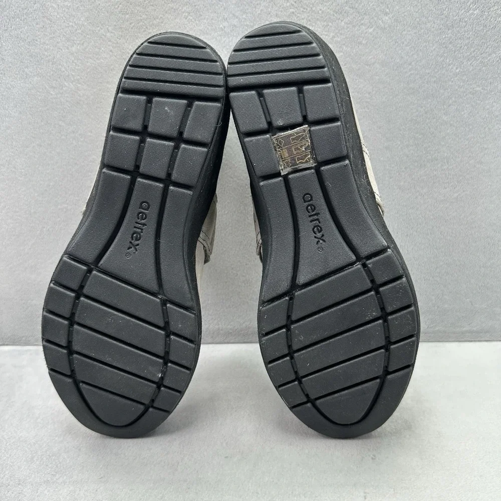 Womens 7.5-8 Aetrex Mia Mary Jane Gray Leather Wedge Arch Support Comfort Shoe‎